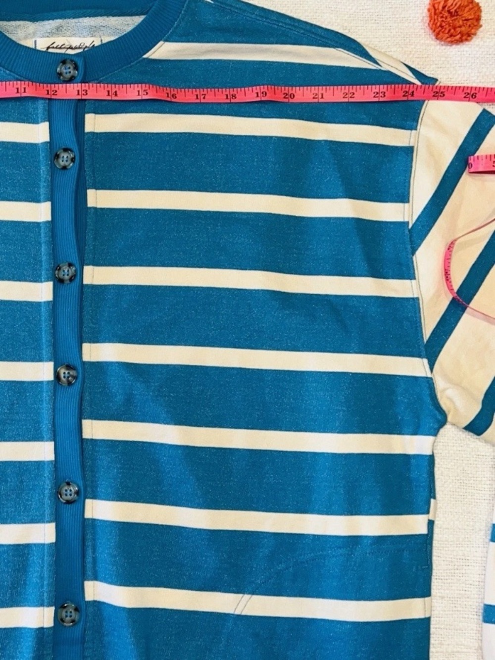 Free People We the Free Classic Striped Cardigan in Teal Combo Size Small - Picture 9 of 16